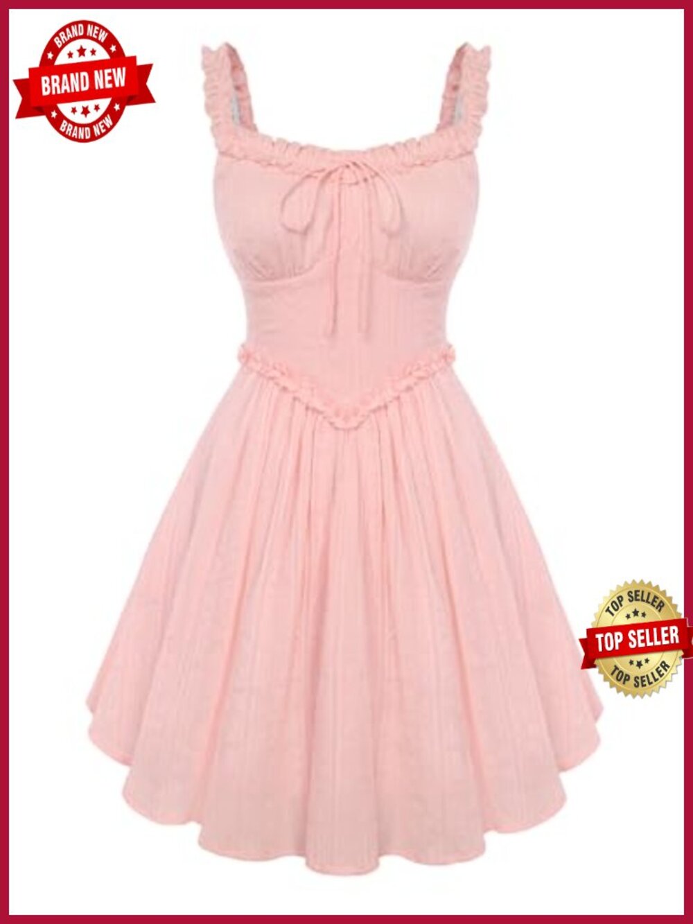 Cotton Corset Mini Sundress with Ruffle Strap & Pockets